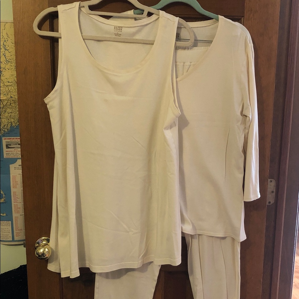 Eileen Fisher Cream Lightweight Pajama Set
